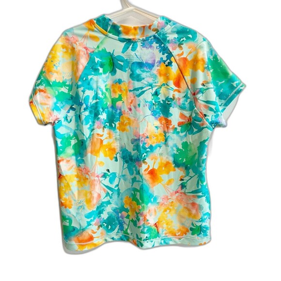 Athleta Girl Mock Neck Rashguard Top Anti-UV Floral Swim Suit L 12 Bathing Surf - Picture 3 of 11